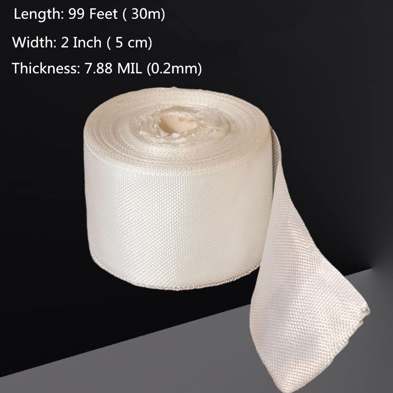 SICCOMA Fiberglass Cloth Roll Non Adhesive Woven Fiberglass Mesh Tape Fiberglass Insulation Tape Plain Weave Fiberglass Cloth Tape for Reinforced Repair Winding, Seams, Boat, Molding (2 in x 99 FT) - Image 5